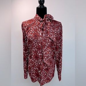Ann Taylor Floral Print Bow Blouse